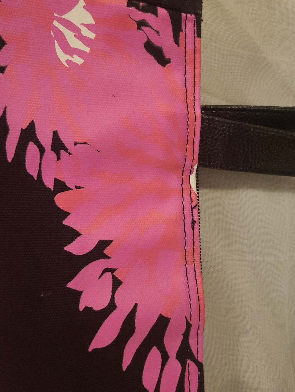 AVON Breast Cancer Awareness Pink Floral Boho Tote Weekend Bag with Black- XL - Picture 11 of 13